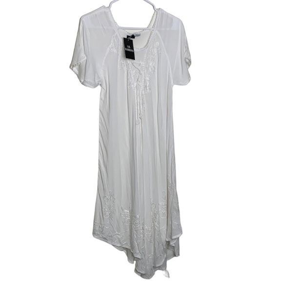 T16 SL fashion midi maxi white dress lightweight summer dress size xl - Picture 1 of 15
